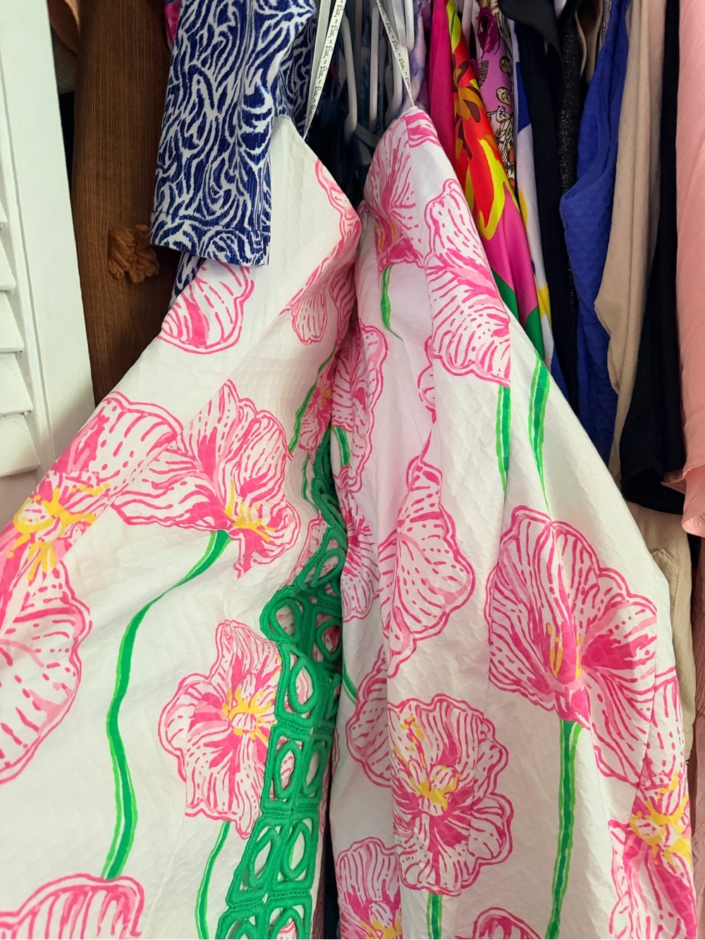 Lilly Pulitzer White Strapless Dress with Pink Floral Print & Green Trim - Picture 3 of 3